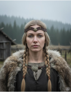 Viking tiara with Celtic knots and sea waves in brown