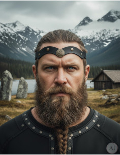 Viking tiara with Celtic knots and ocean waves in black