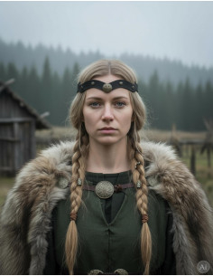 Viking tiara with Celtic knots and ocean waves in black 2