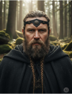 Viking-Celtic tiara with a black quaternary knot