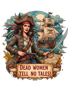 Women's Black Pirate T-Shirt 'Dead Women tell no tales' 2
