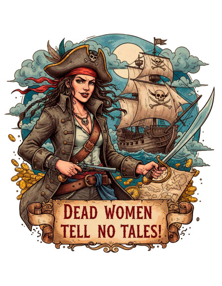 Women's Black Pirate T-Shirt 'Dead...