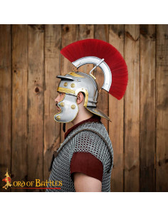 Gallic Imperial Roman Helmet in polished steel with crest