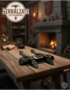 Medieval Leather Book Holder with Porta Libros in Black... 2