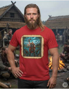 Men's Red T-Shirt with Thor, God of Thunder