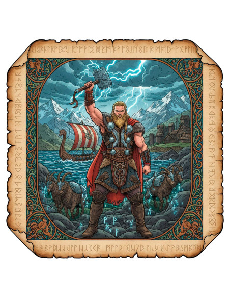 Men's Red T-Shirt with Thor, God of...