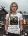 Women's White T-Shirt with Freya, Viking Goddess