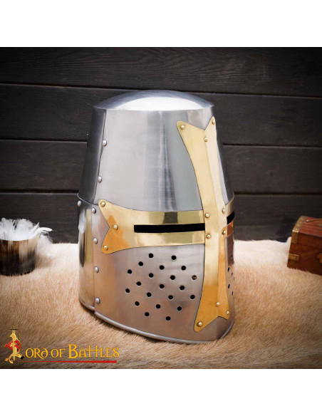 Great Templar Helm polished steel,...