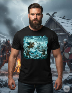 Men's Black T-Shirt Odin vs. Jotnar