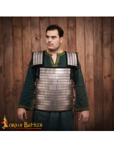 Medieval plate armor with riveted laminar steel plates...