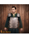 Medieval plate armor with riveted laminar steel plates stainless steel