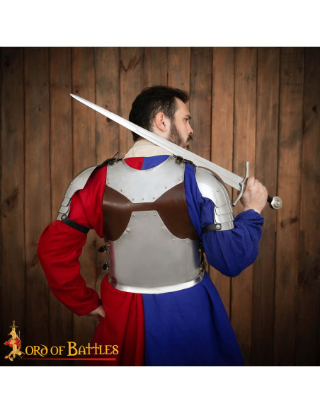 Medieval knight cuirass in steel and...