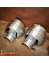 Medieval steel pauldrons with brass trim, Hussar model