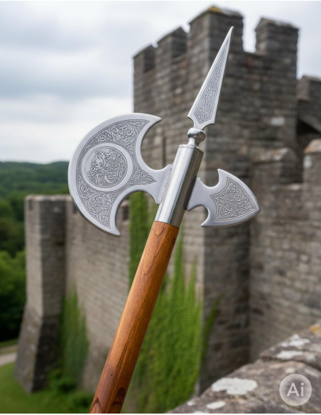Aged medieval axe, 61 cms.