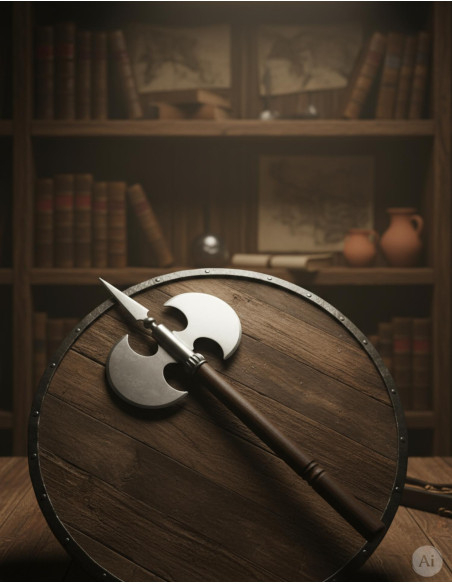 Rustic double smooth bladed ax, 61 cms.