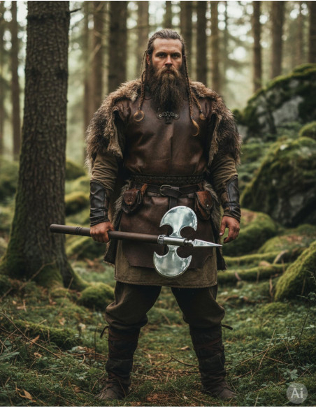 Rustic double smooth bladed ax, 61 cms.