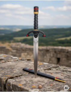 Templar Dagger with Warrior Helmet Pommel, Black Finish