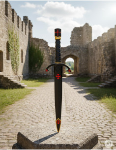Templar Dagger with Warrior Helmet Pommel, Black Finish 2