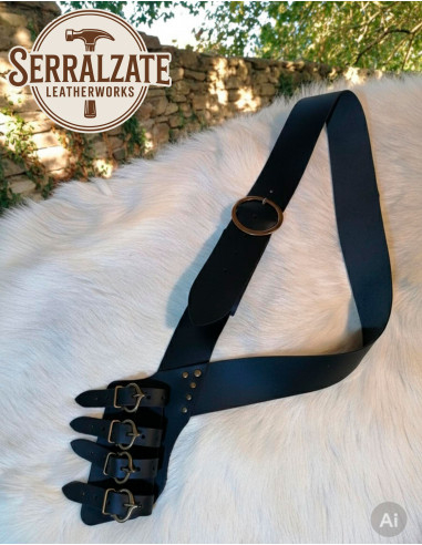 Adjustable cross-shoulder belt holster in black