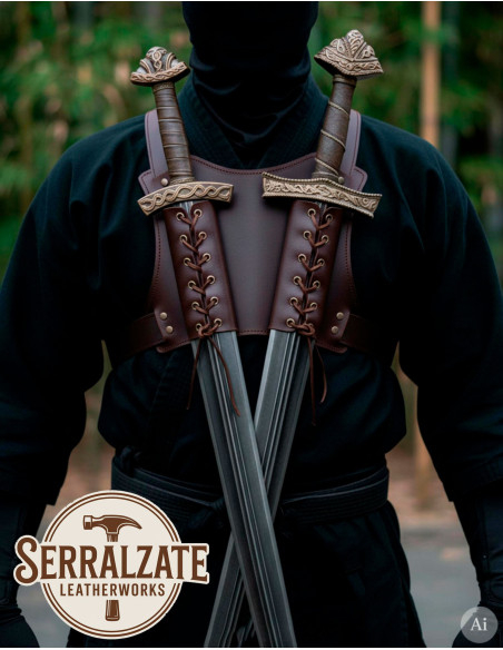 Back Ninja Belt for Two Swords, Brown