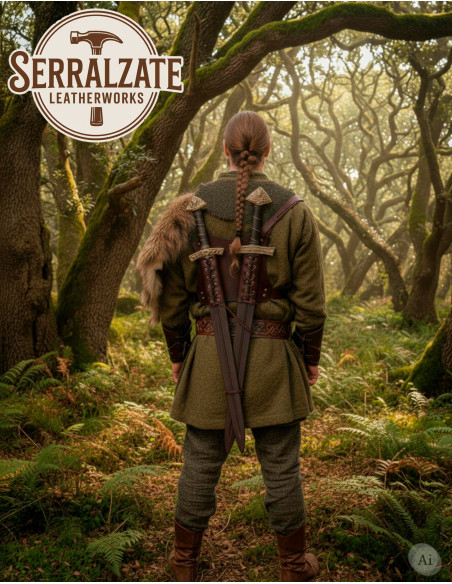 Back Ninja Belt for Two Swords, Brown