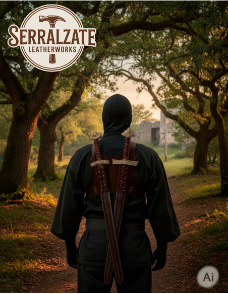 Back Ninja Belt for Two Swords, Brown