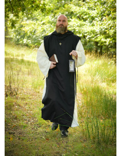 Anselmo Monk Suit in Black-Natural Color