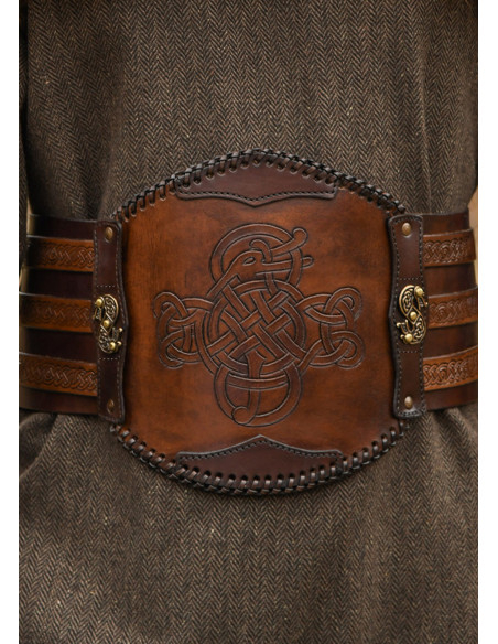 Viking leather belt with embossing,...