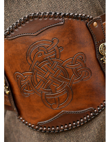 Viking leather belt with embossing,...