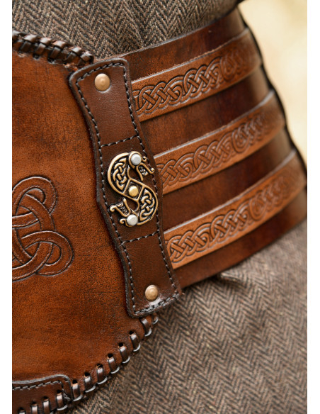 Viking leather belt with embossing,...