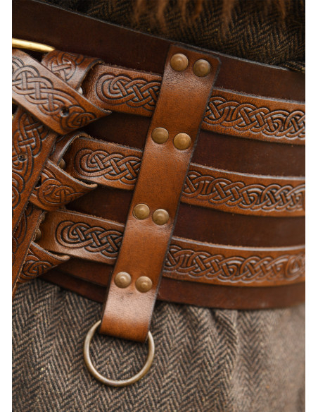 Viking leather belt with embossing,...