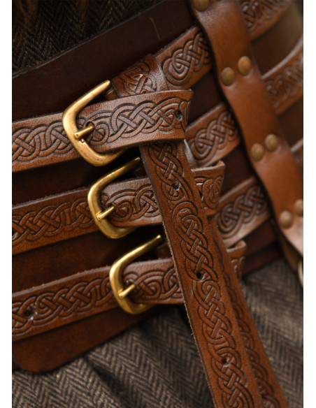 Viking leather belt with embossing,...