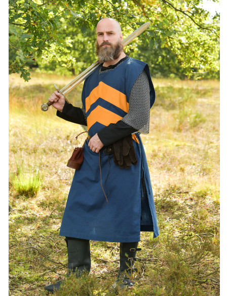 Medieval tabard with stripes, blue...