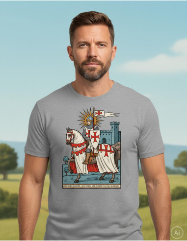 Men's Heather Gray T-Shirt with Templar Theme