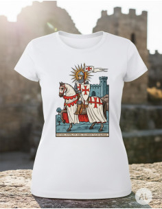 Women's White T-Shirt with Templar Theme 2
