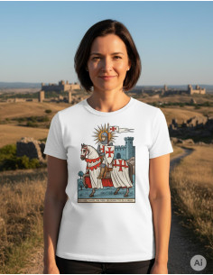 Women's White T-Shirt with Templar Theme