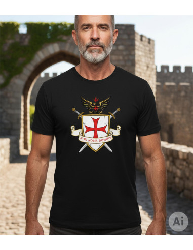 Black Templar T-Shirt for Men, Non Nobis Domine