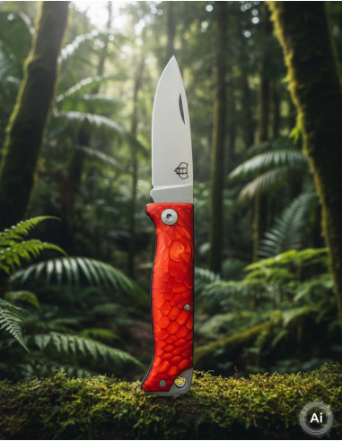 Cudeman hunting knife model MT-10 satin red (with sheath)
