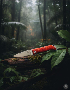 Cudeman hunting knife model MT-10 satin red (with sheath) 2