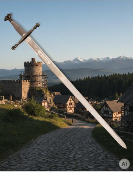 Carlos V sword, rustic engraved blade