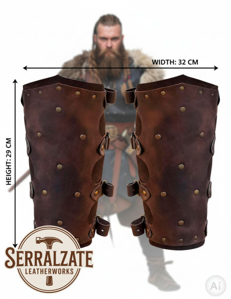 Viking-Medieval Greaves Badulf in Brown