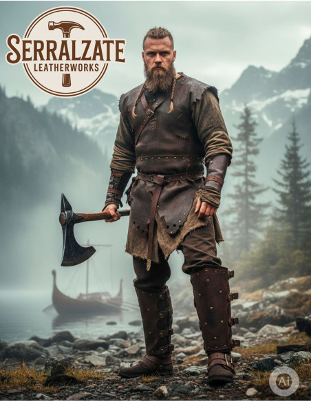 Viking-Medieval Greaves Badulf in Brown