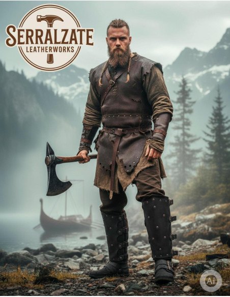 Viking-Medieval Greaves Badulf in black