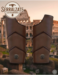 Roman legionary greaves in brown leather 2