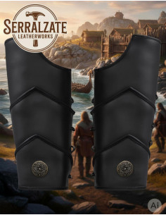 Roman legionary greaves in black leather 2