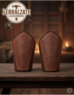 Viking scale greaves in brown leather 2