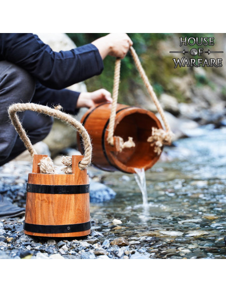 Rustic wooden water bucket, various...