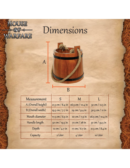 Rustic wooden water bucket, various...