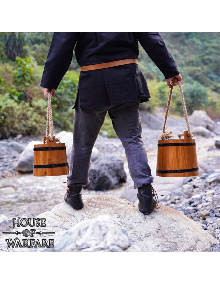 Rustic wooden water bucket, various...