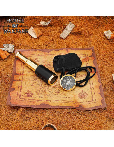 Treasure Hunt Set: compass, telescope, and map